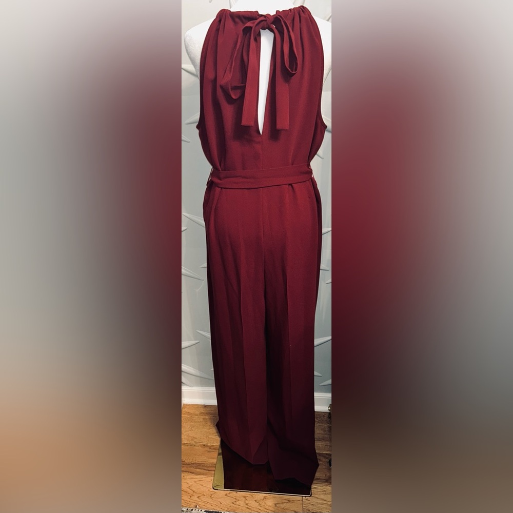 Trina Turk SZ 8 NWT burgundy “Azar Jumpsuit”. Bust 42”/PTP 21” flat/waist 40” - Picture 6 of 9